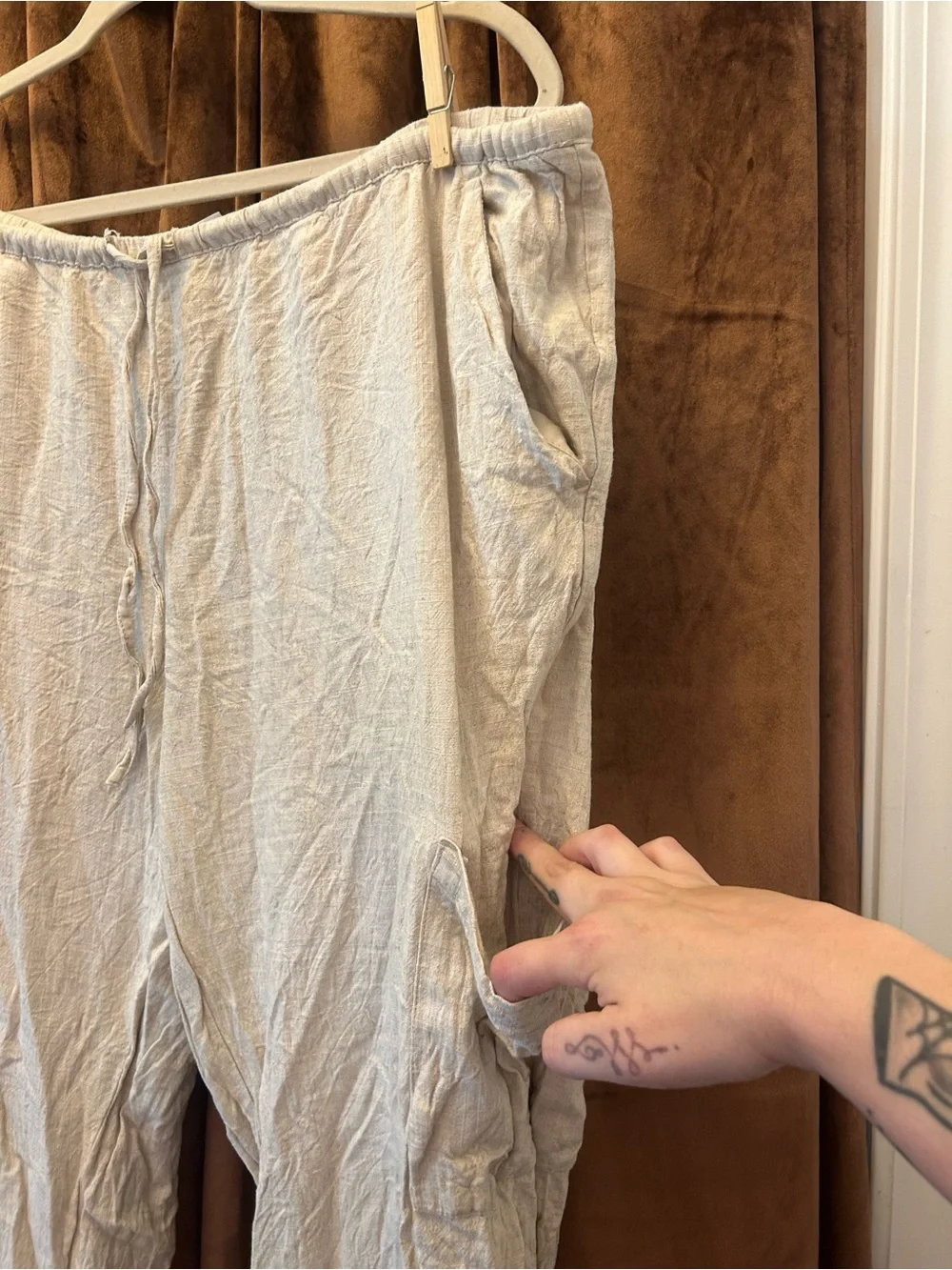 H&M Linen-Blend Drawstring Cargo Pants